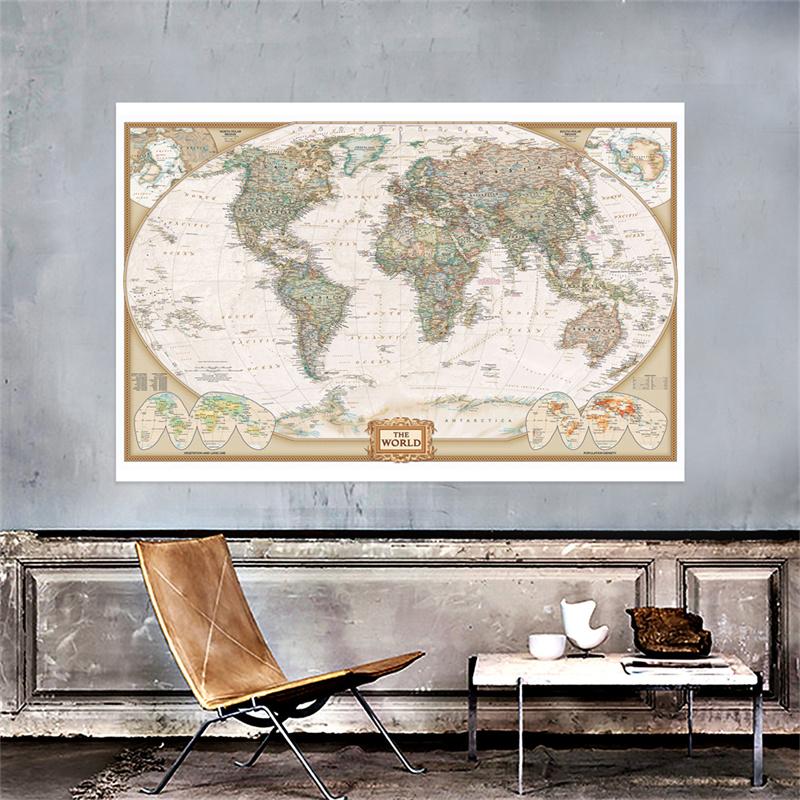 The Vintage World Map,Painting Retro Decorative Hanging Picture Wall Art Poster, School Supplies Home Decor,Travel Supplies