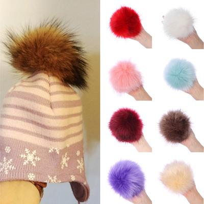 15cm Mode Damen Pom Pom Pelz Pompom Skullie Imitation Strickmütze