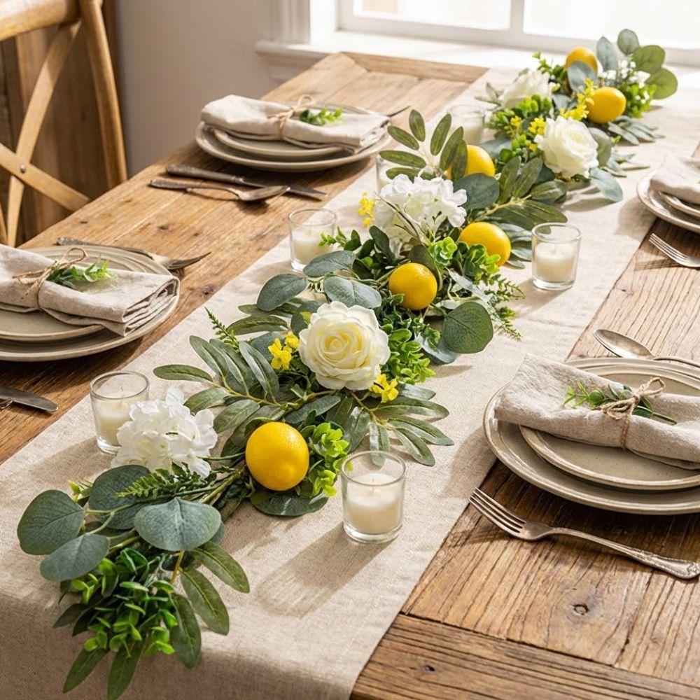 Greenery Artificial Lemon Garland Realistic Faux Lemon Wreath Lemon Vine Decor  Outdoor Decor