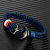 Anchor Bracelets Men Double Strand Nautical Surfer Waterproof Rope Bracelet Women Black Stainless Steel Sport Buckle