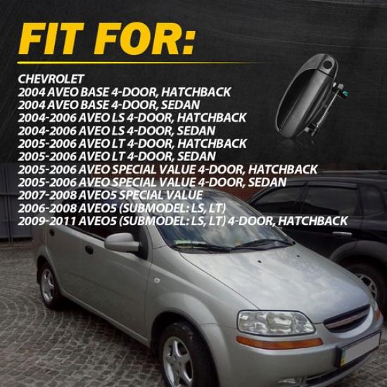 Door Handle For 2004-2008 Chevrolet Aveo Assembly Front Rear RH LH Outer Black