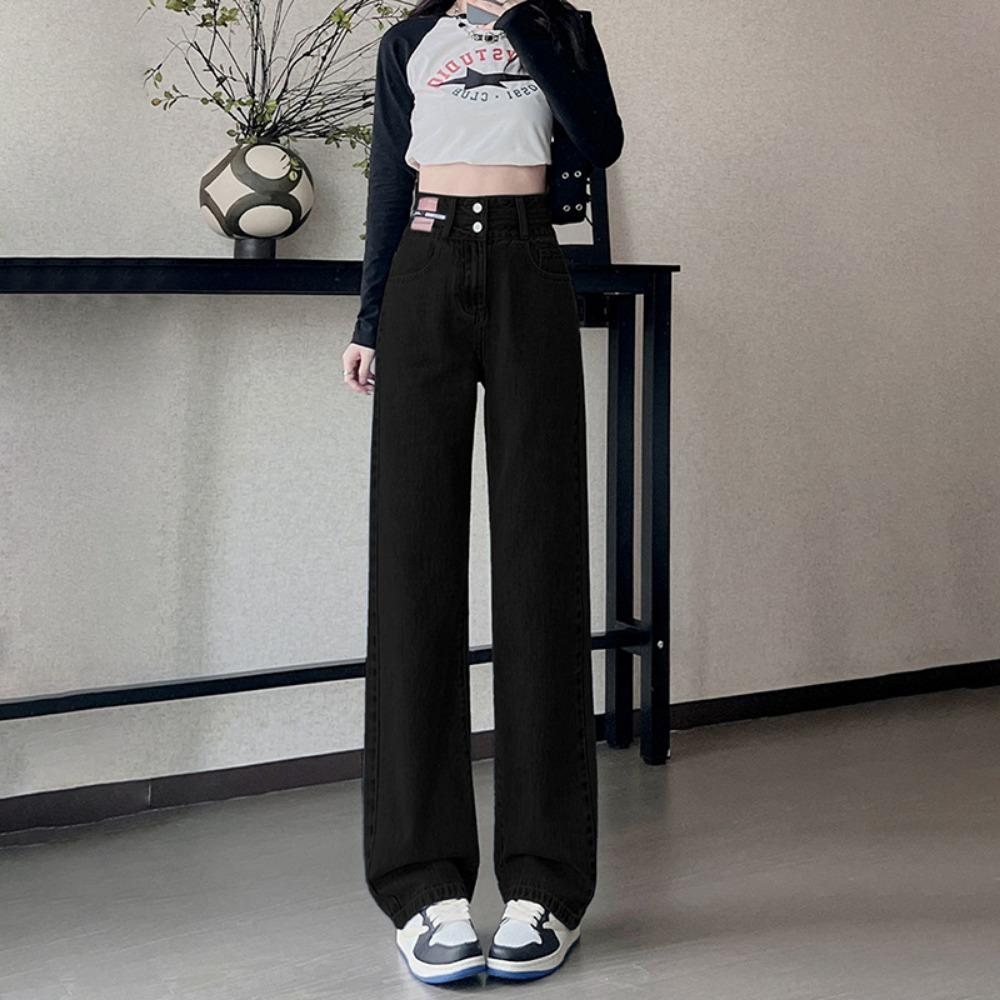 Hoch taillierte Mode Weitbeinjeans Damen Herbst und Winter 2025 neu kleine lockere und dünne Bodenhosen