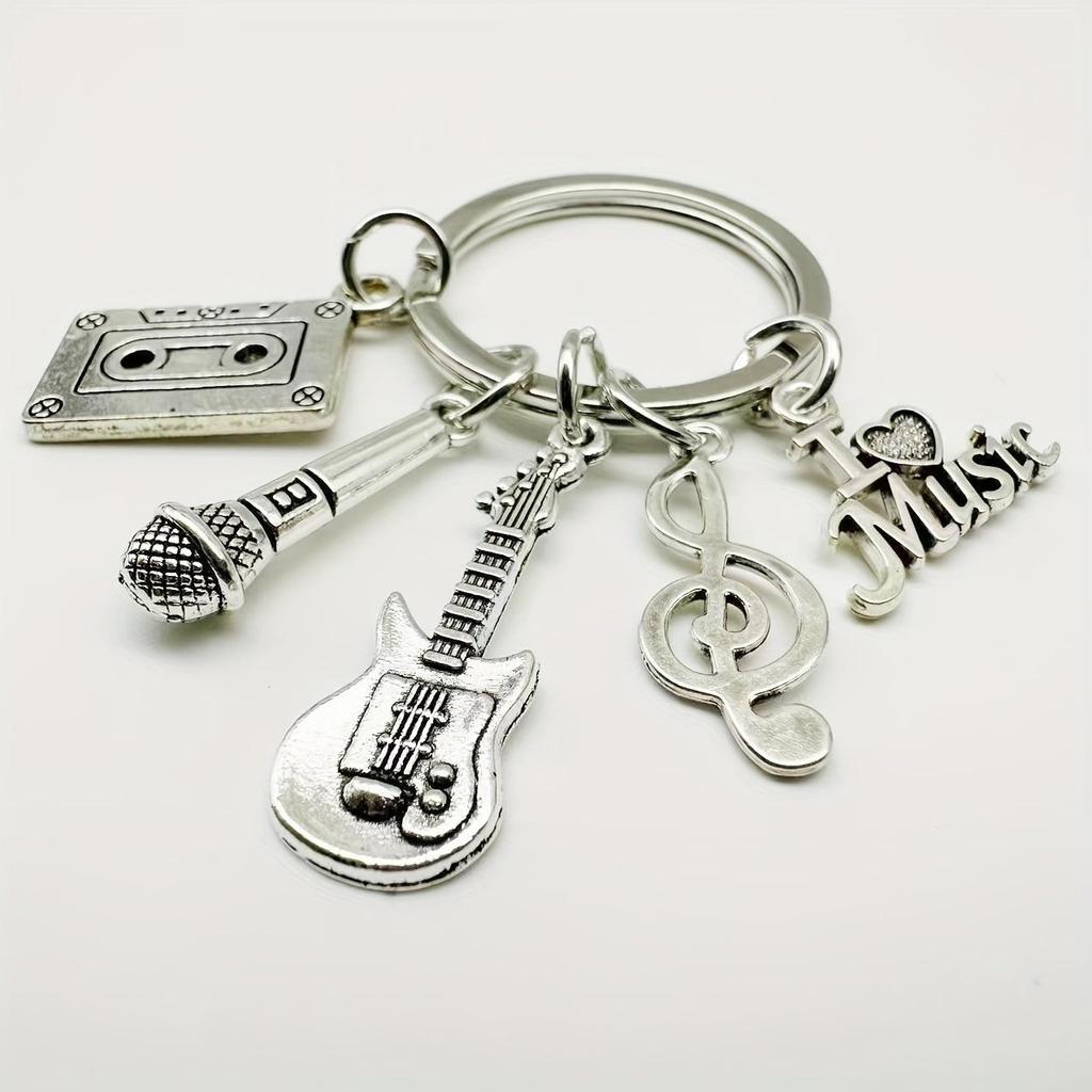 Music Keychain: Musical Notes, Microphone, Guitar & Love Band Souvenir