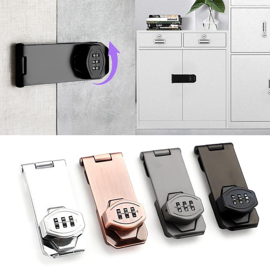 3-Digit Combination Lock Password Safety Cabinet Hasp Locks Aluminum Alloy File Cabinet Lock AntiTheft Drawer Lock