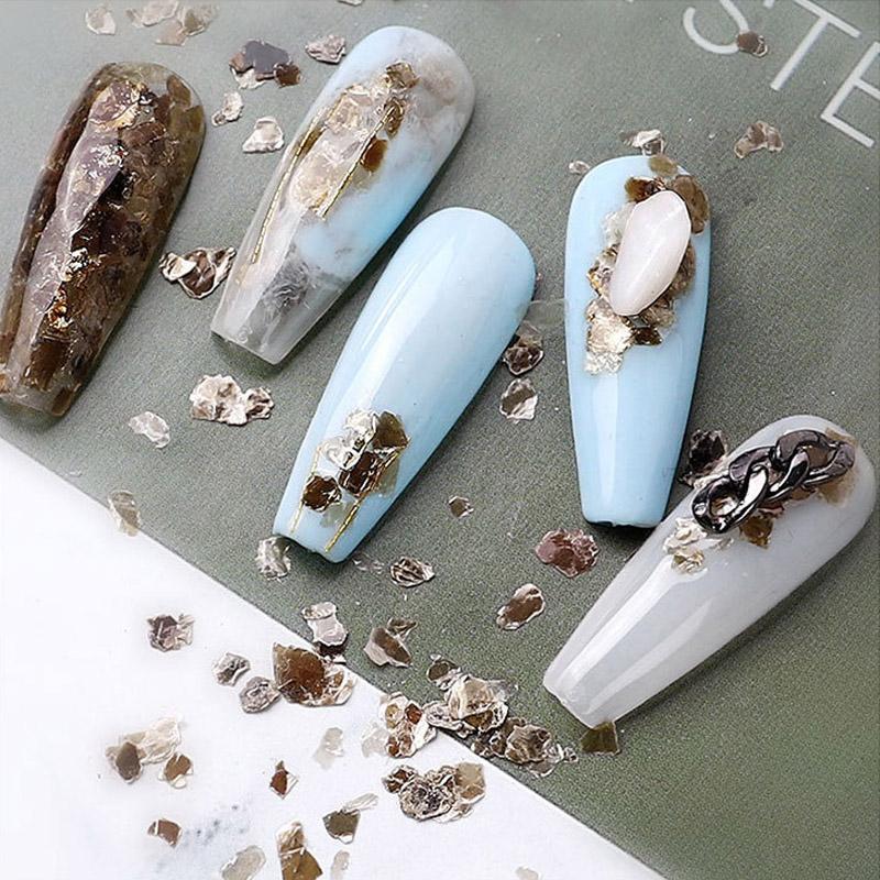 6 Pcs/Set Mica Sheet Fragments Texture Thin Slice Nail Art Flakes Decoration Slice DIY Manicure Tips