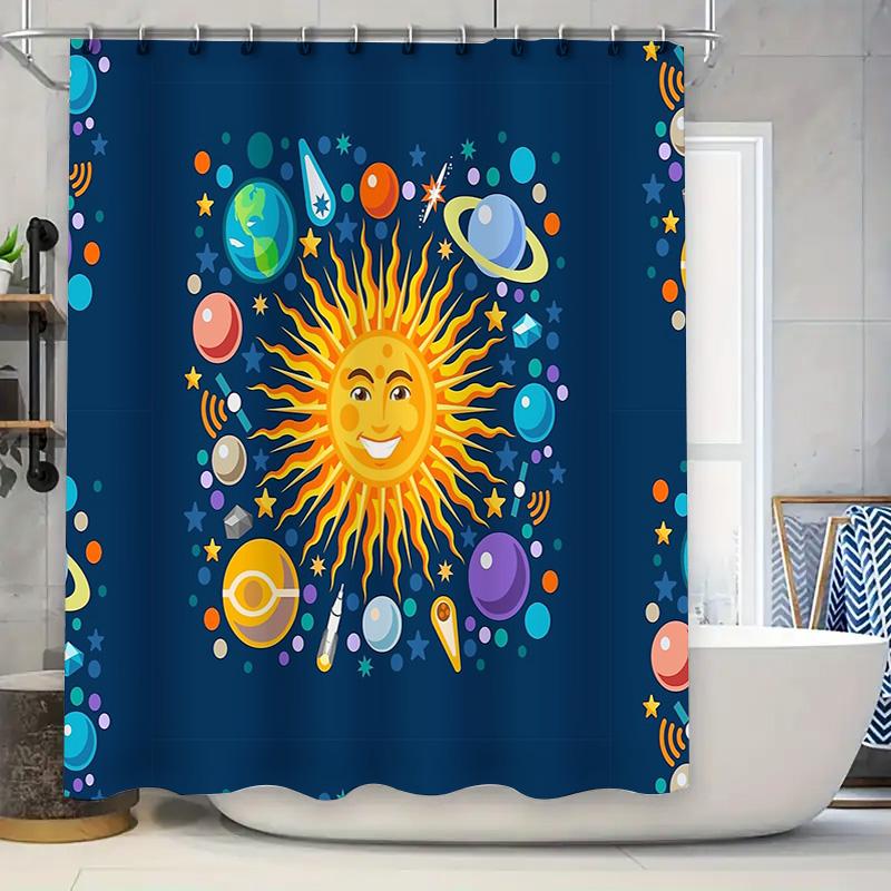 Galaxy Shower Curtain Space Universe Starry Sky Pattern Bathroom Decor Home Fabric