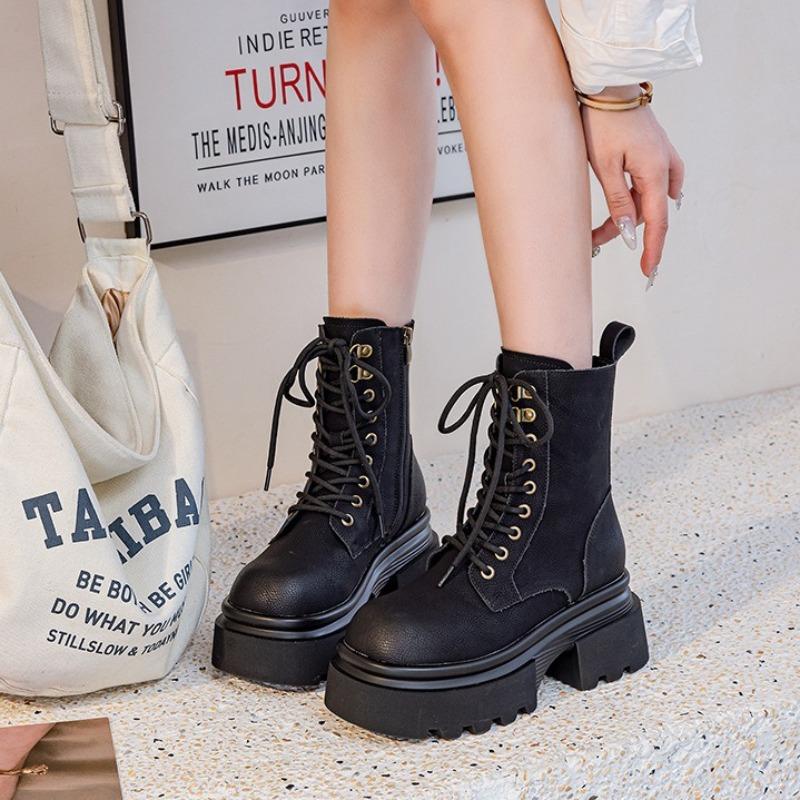 Women's Platform Boots British Style Thick Heel Locomotive Short Boots High Quality Retro Woemn's Ankle Boots Botas Para Mujer