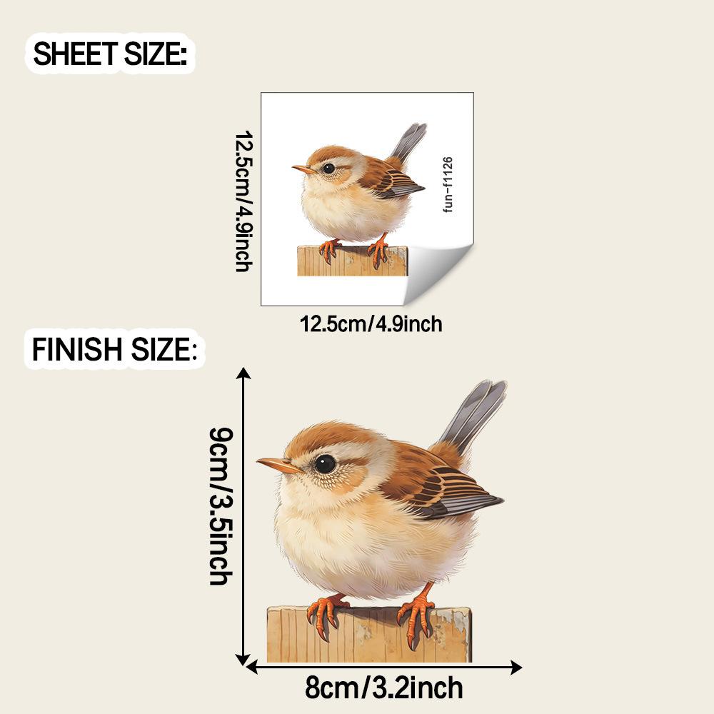 

Cartoon Painted Bird Static Cling Window Sticker for Outdoor Balcony Glass Home Decor 12.5x12.5cm разноцветный