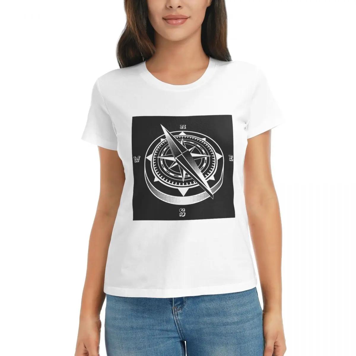 

Women TShirt Nautical Compass Captain Anchor Boat Summer Short Sleeve Tees Round Neck Cotton T Shirts Clothes Tops Streetwear S