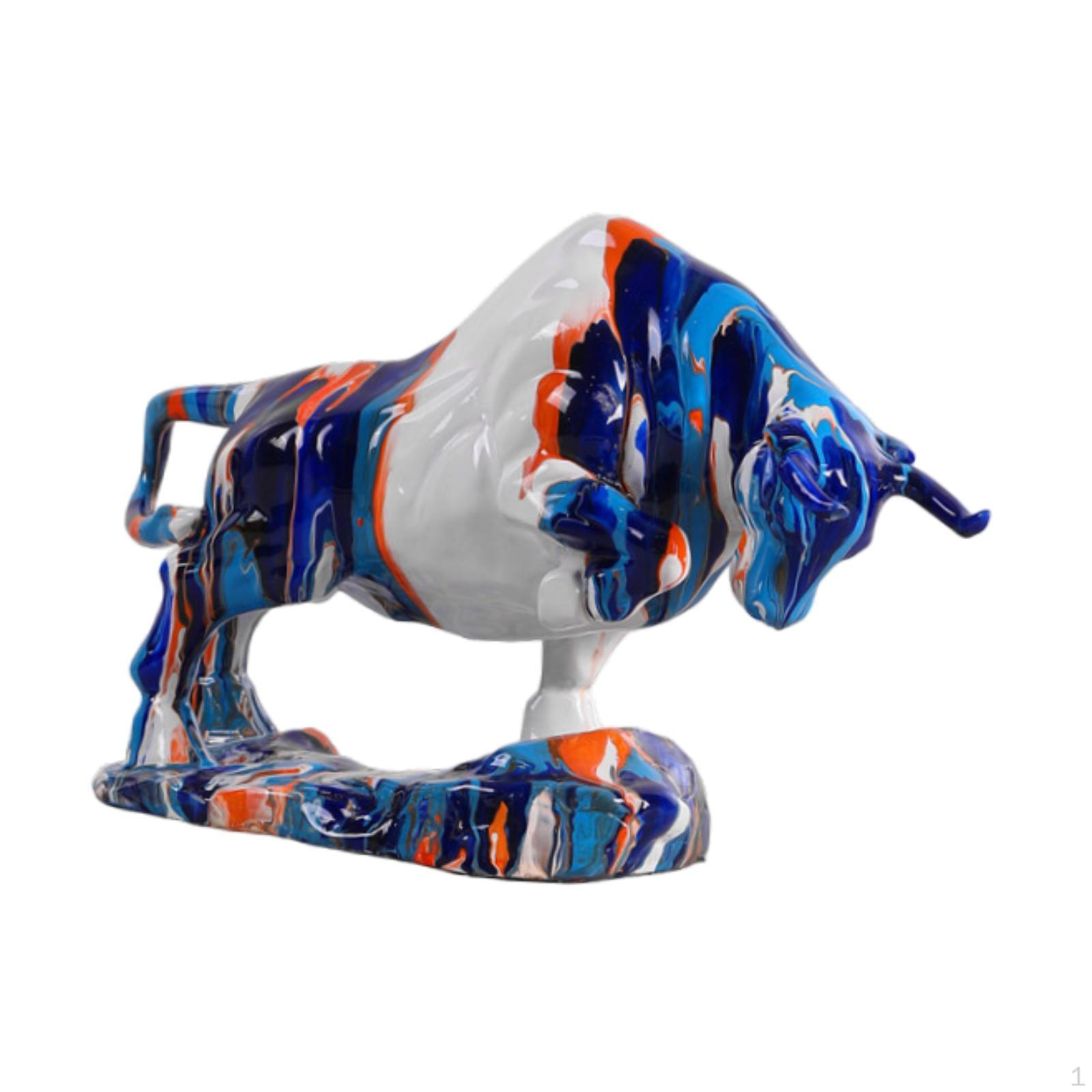 

Фигурка быка, мультяшная корова, скульптура, домашний декор, акцент Blue and White