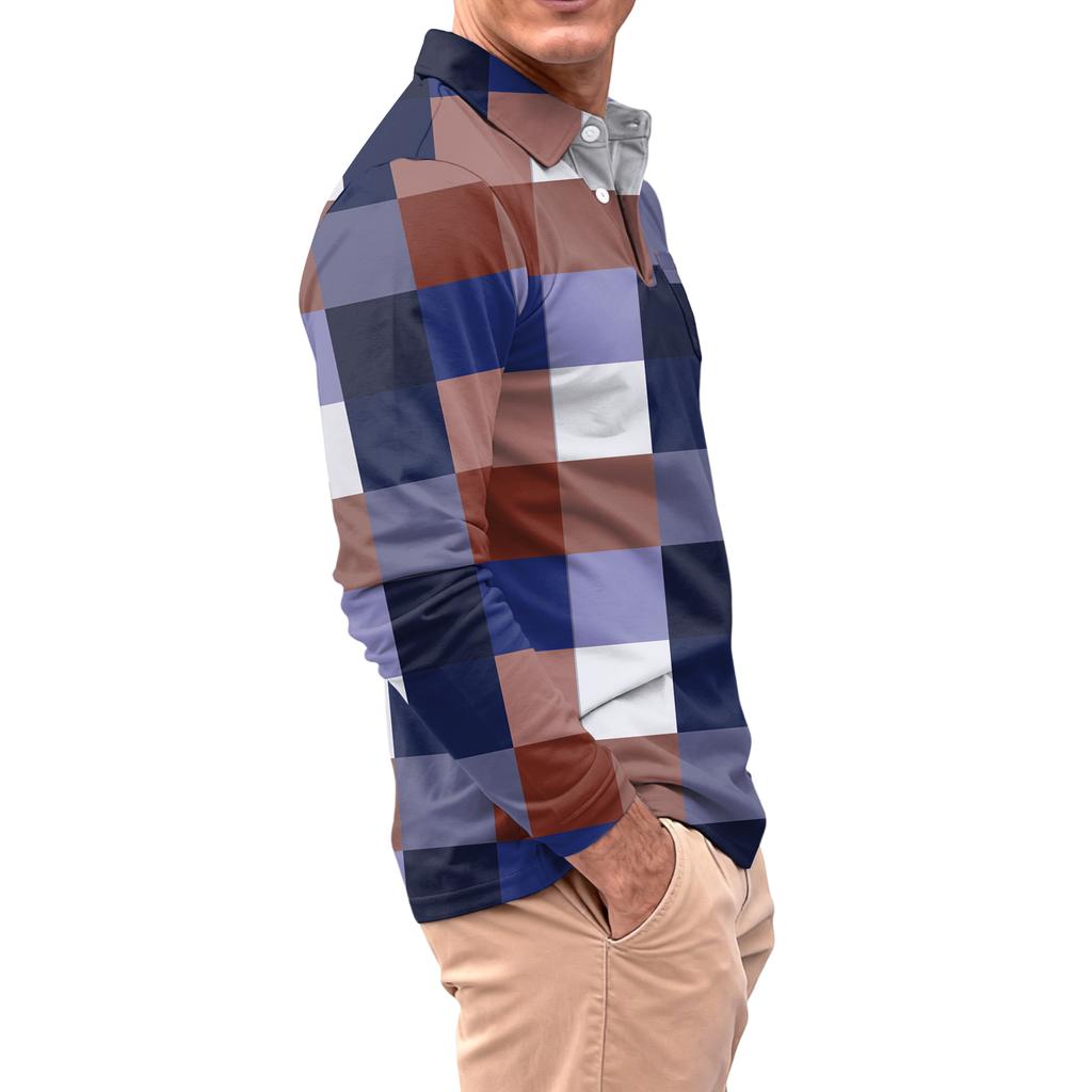 Men's Long-sleeved Collared Button-down Pocket Casual Top