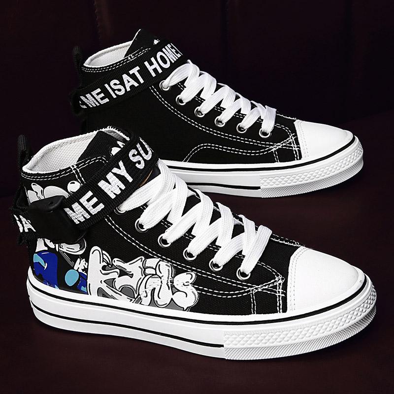 Dětské plátěné boty s vysokým svrškem, trendy dětské protiskluzové boty na skateboarding, chlapecké dívčí venkovní pohodlné sportovní tenisky