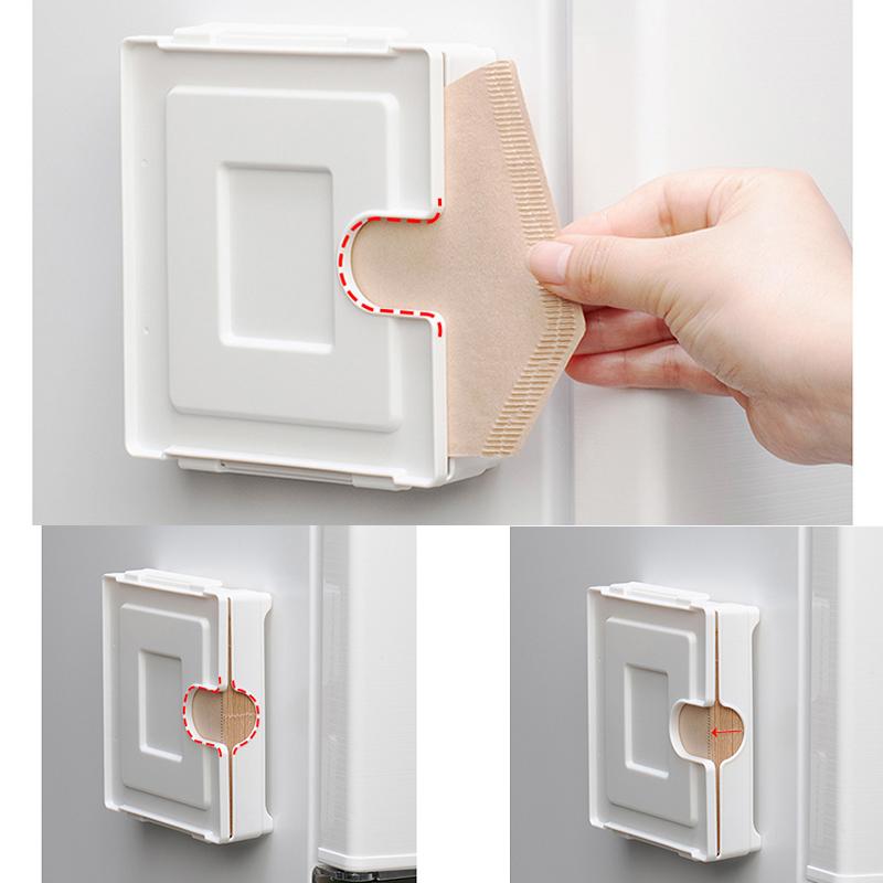 Home Magnetic Suction Wall-mounted Coffee Filter Paper Storage Box Square Hand-brewed Coffee Filter Paper Dust-proof Storage Box