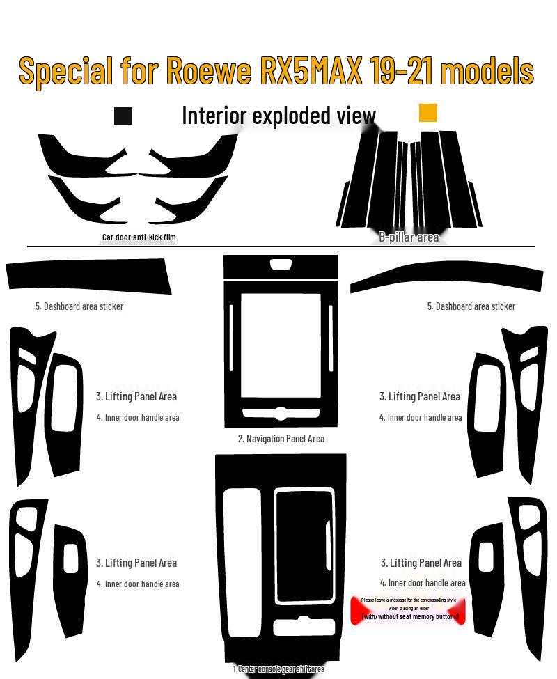 Roewe RX5 MAX Innenraum Modifikationsaufkleber: Mittelkonsole & Schalthebel Dekorfolie