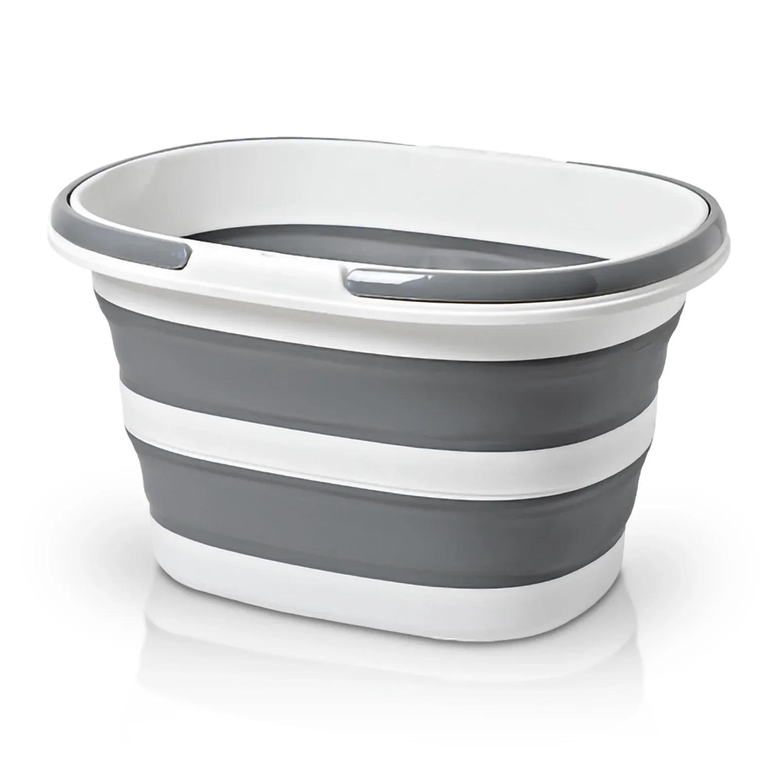 

16л складная корзина для белья корзина для хранения в ванной с ручкой портативное складное ведро для мытья кемпинга бытовая раковина серый