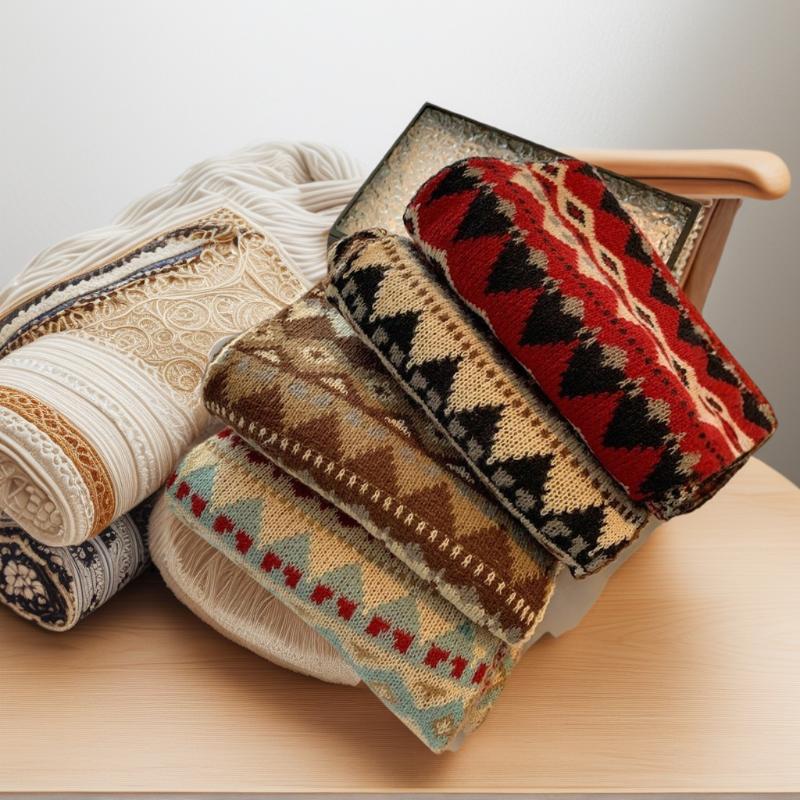 Women's Winter Jacquard Knitted Scarf Retro Thickened Warm Woolen Scarf Fashion Scarf