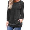Long Pullover Womens Sleeve Ladies Solid Button Sweatshirt Top Loose Jumper