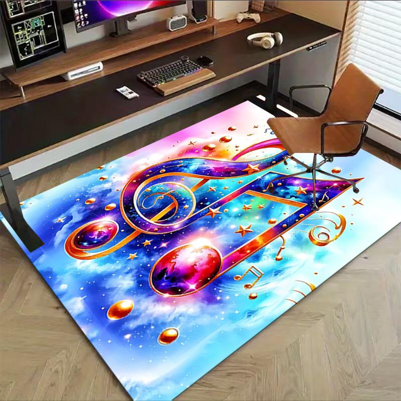 1PC Music Note Cosmic Extra Large Non Slip Floor Carpet, Office, Family, Bedroom Large Area Rug Indoor Rugs, Vibrant Colors