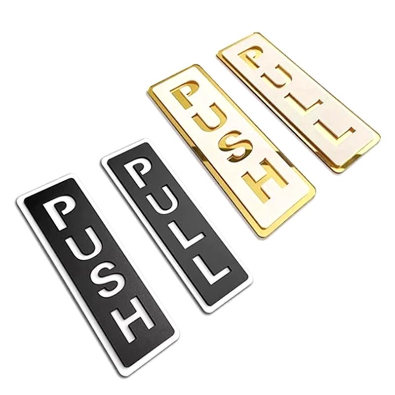 2Pcs Acrylic Push Pull Door Signs Shops Self-Adhesive Pull Door