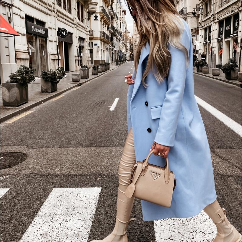 BITCED Dámský podzimní a zimní oblek s dlouhým rukávem, límec, dvouřadé zapínání, nylonová bunda kabát dámský