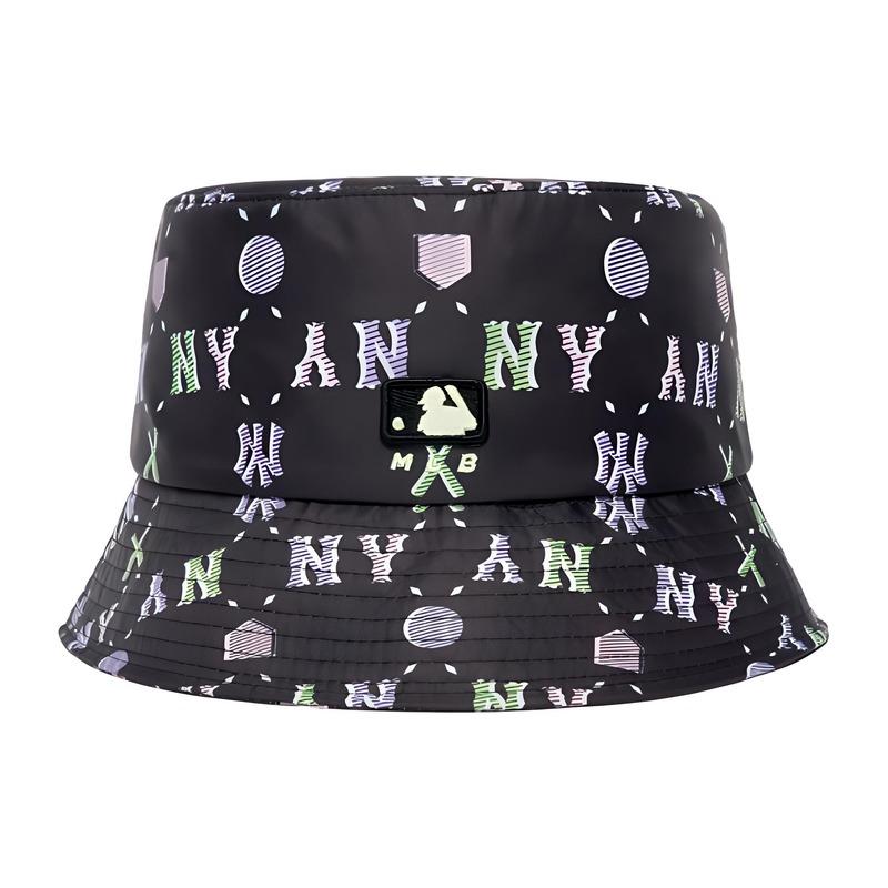 MLB New York Yankees cotton monogram print bucket hat, black 3AHTM0523-50BKS