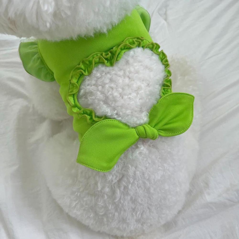 

Breathable Pet Love Hollow Tank Top Flying Sleeve Dog Vest Pet Supplies Cat Clothes Set Autumn L зелёный