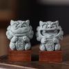 China-Chic Wind Stone Lion, A Pair of Wind Lion Lord Desktop Mascots, Tea Pet Ornaments, Creative Potted Fish Tank Decoration