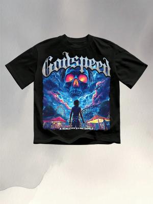 Abbigliamento Unisex Carnevale del Teschio Stampa Modello Cotone T-Shirt Godspeed Nel Teschio Unisex Traspirante Harajuku COTONE Vintage