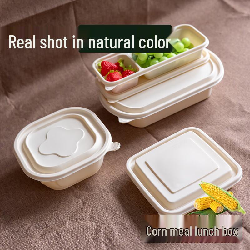 Biodegradable Corn Starch Square Food Container, 650ml