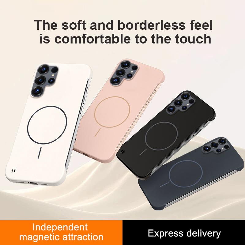 For Magsafe Frameless Magnetic Case For Samsung S26 S25 S24 S23 S22 S21 S20 FE Plus Note 20 Ultra Solid Color Hard PC Back Cover