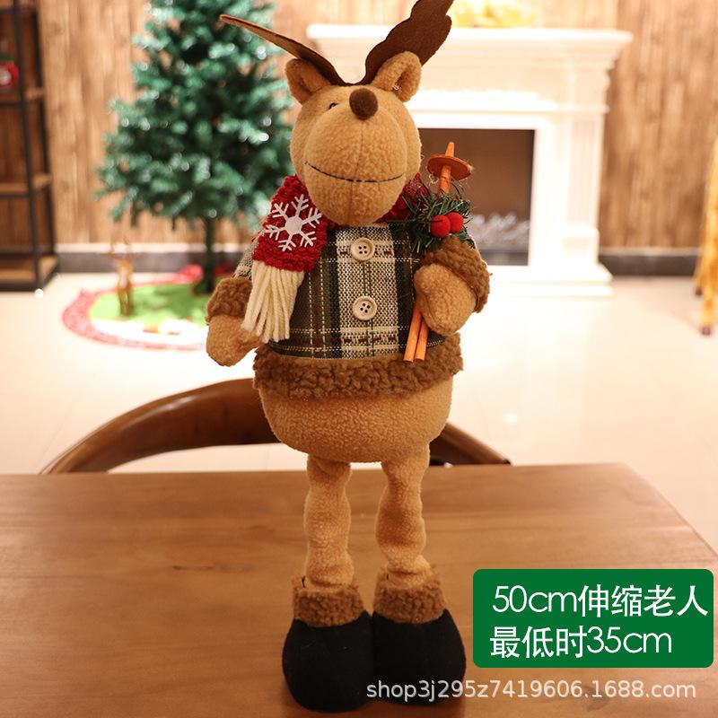 Christmas Telescopic Doll Old Man Snowman Deer Fabric Toy Christmas Gift Window Decoration Ornament