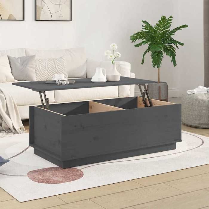 813422 vidaXL Coffee Table Grey 100x50x35 Cm Solid Pine Wood