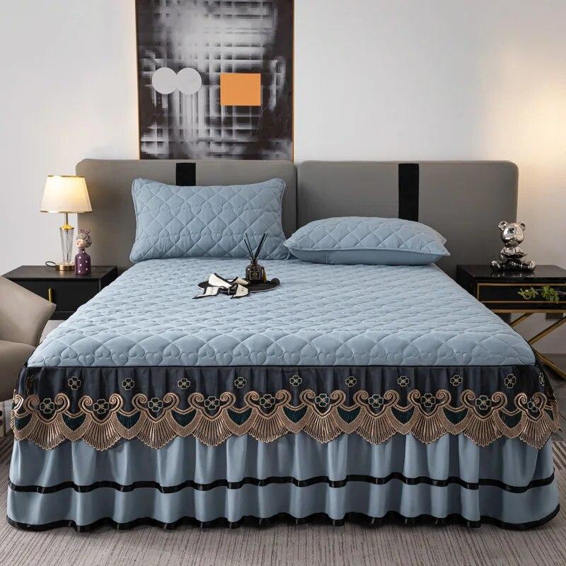 Luxury Cotton Lace Bed Skirt Bedspread Thick Removable Bed Skirt Style Bed Sheets Embroidery Cotton European-style Bed Spreads