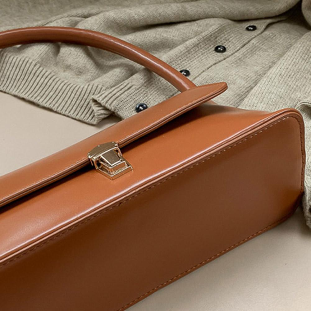 Women Shoulder Underarm Bag Trendy Retro Tote Bag Portable Casual PU Leather Solid Color Simple Handle Shoulder Bag Handbags