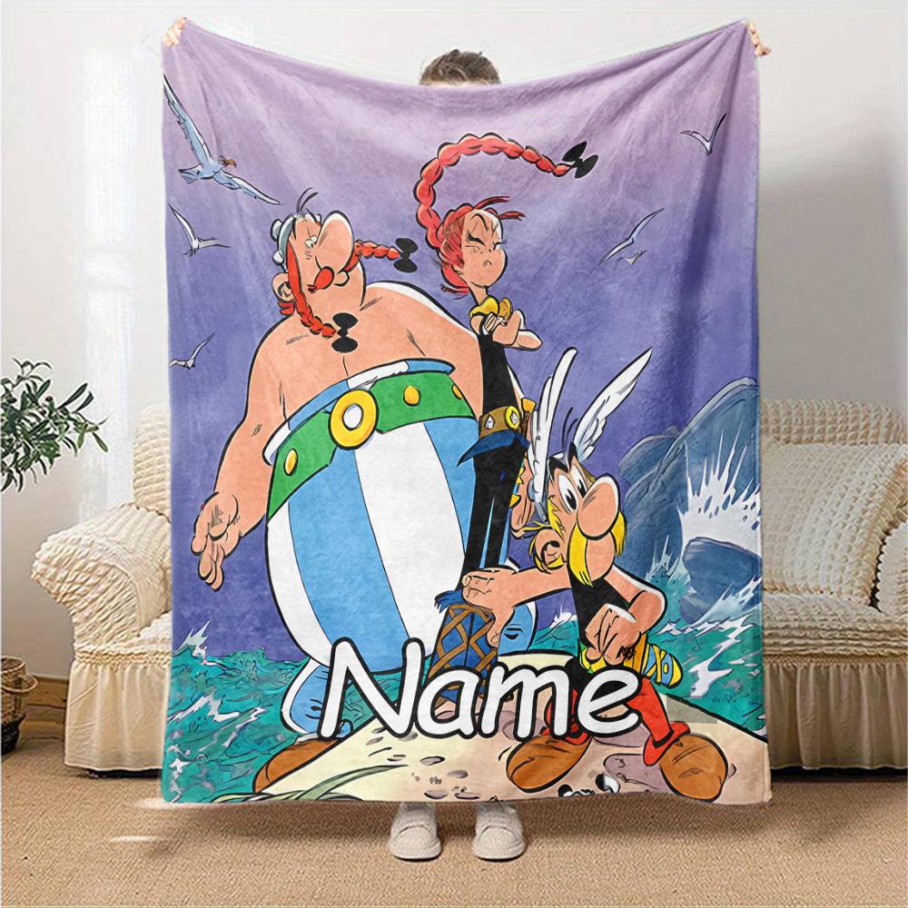 Personalisierbare Decke mit Namen und Persönlichkeit Asterix, Weich & Warm, für Sofa, Büro, Bett, Reise, Mittagspause, Geschenk, Geeignet für alle Jahreszeiten