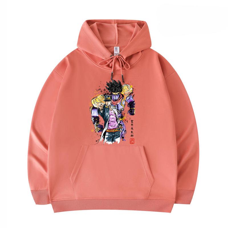 

Мужские толстовки Bizarre Adventure с акварельным принтом, забавные толстовки в стиле Харадзюку из саржи с имитацией хлопка