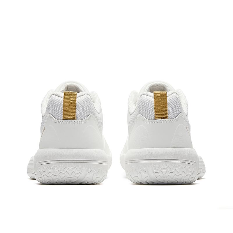 Anta Synthetic Leather Fabric White Gold Pattern Professional Anti-Twist Badminton Shoes Shock Absorption Support Wear-Resistant 112634403-1