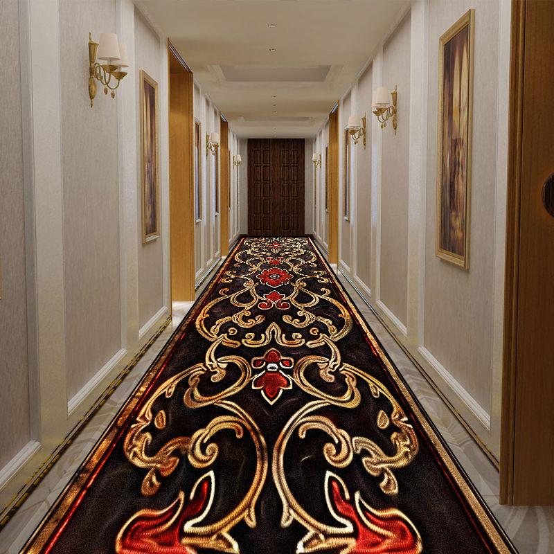 Luxury Golden Aisle Carpet Runner Non-slip Long Corridor Carpets Washable Porch Entry Doormat Home Living Room Hallway Area Rugs