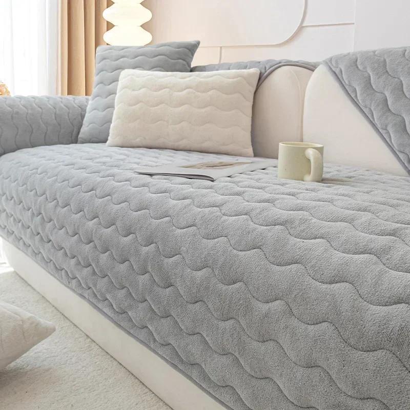 

Чехол для дивана Nordic Plush Velvet, накладка на диванное полотенце, теплый зимний чехол для дивана в форме буквы L для гостиной 1pc 30x50 pillowcase