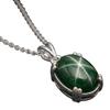 Green Star Sapphire Pendant 6 Ray Cabochon Gemstone 925 Sterling Silver Healing Gemstone Jewelry Minimalist Style Necklace