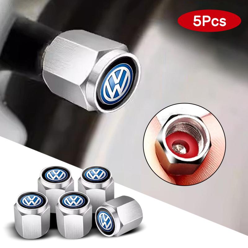 5PCS Car Aluminum Wheel Tire Valve Dust Caps Cover For Volkswagen VW GTI R Rline Golf 7 Golf 6 Polo Jetta Caddy Passat B5 Lavida zw8