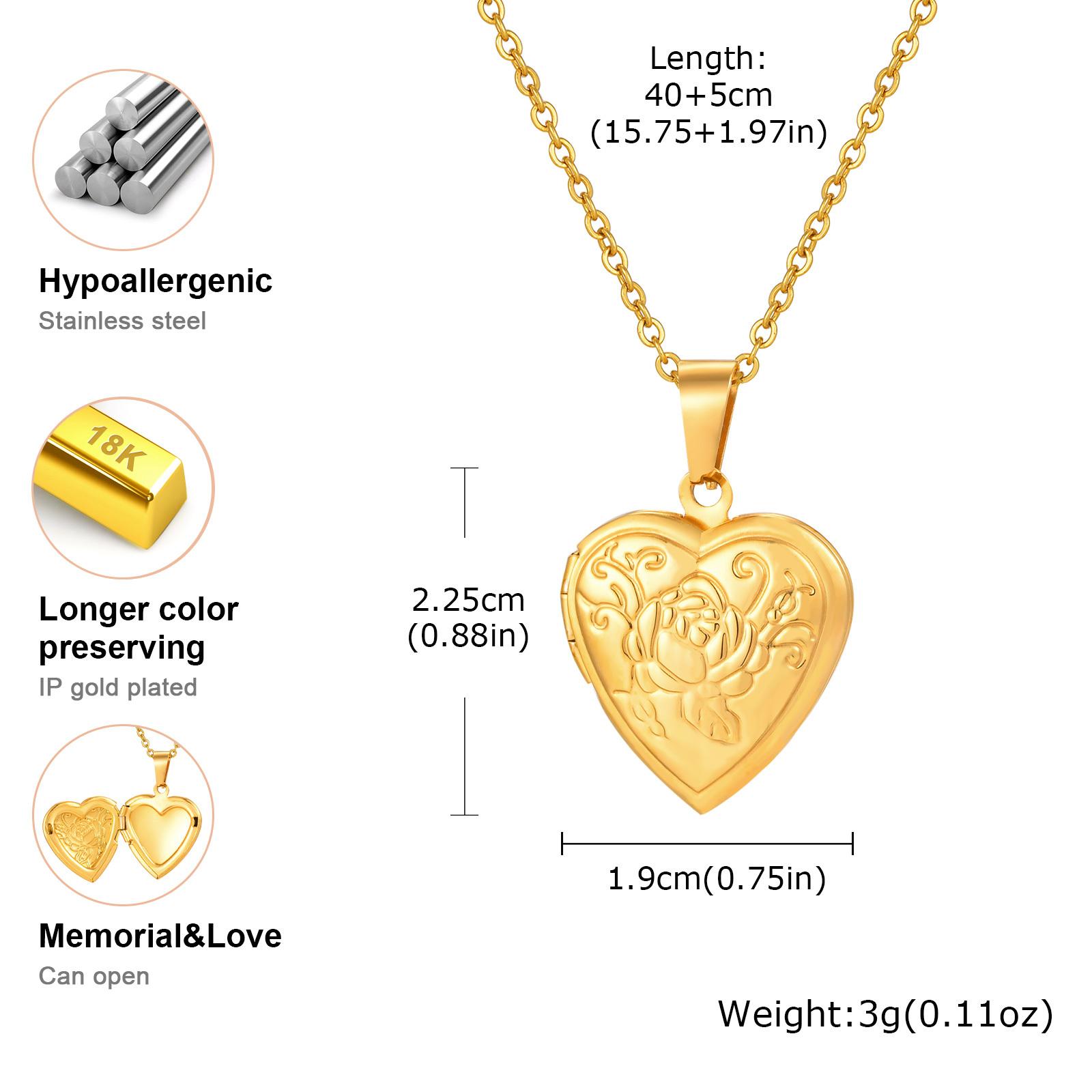 

Vnox Free Custom Photo Image Necklaces, Stainless Steel Can Open Texture Heart Locket, Family Memorial Jewelry Gifts 45cm