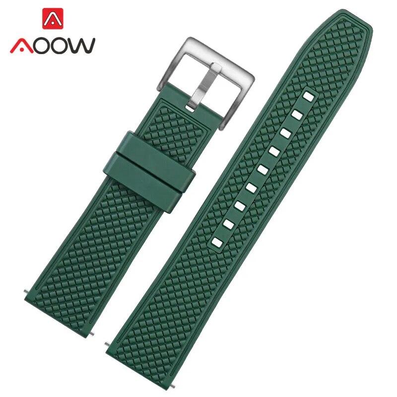 Fluoro Rubber Strap 20mm 22mm Quick Release Soft Sport Waterproof Stainless Steel Butterfly Buckle Men Replacement Watch Band