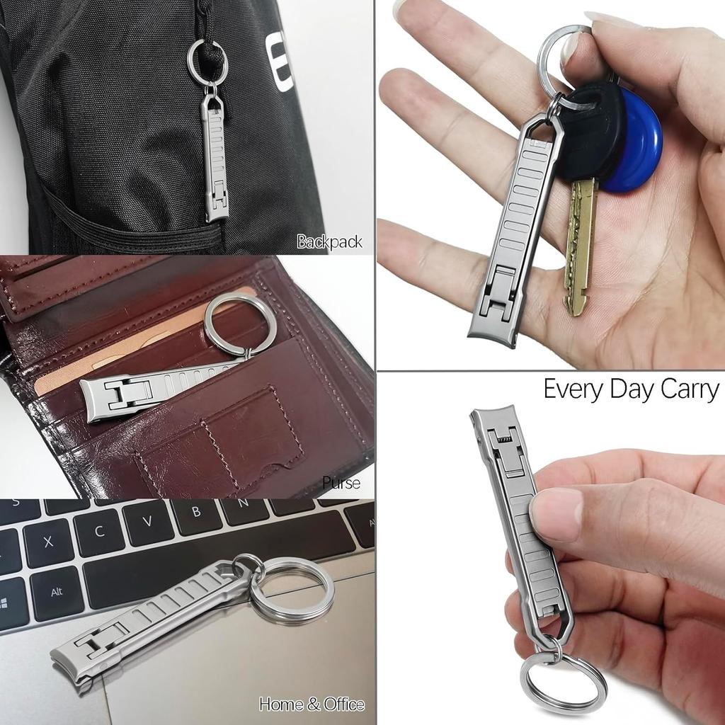Nail Clippers for Men Fingernail and Thick Toenails, Portable Ultra Sharp Keychain Nail Clipper, Folding Slim Design for Travel, Home, Working,