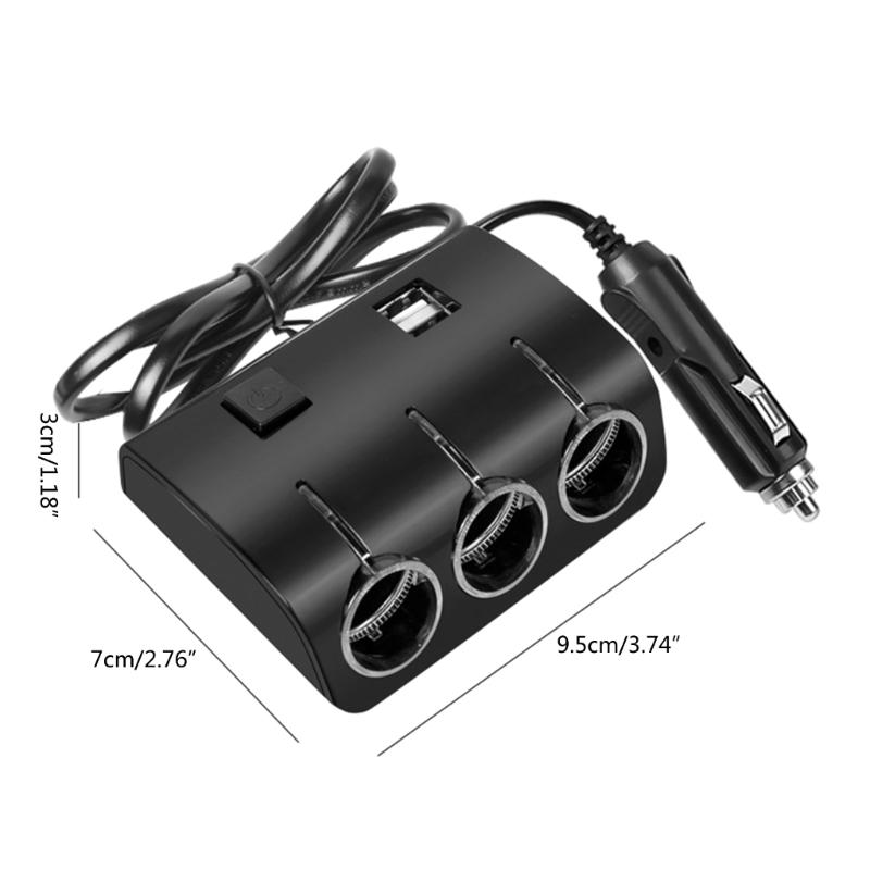 Car Cigarette Socket Splitters 2 USB Extension Cord Cable Adapter