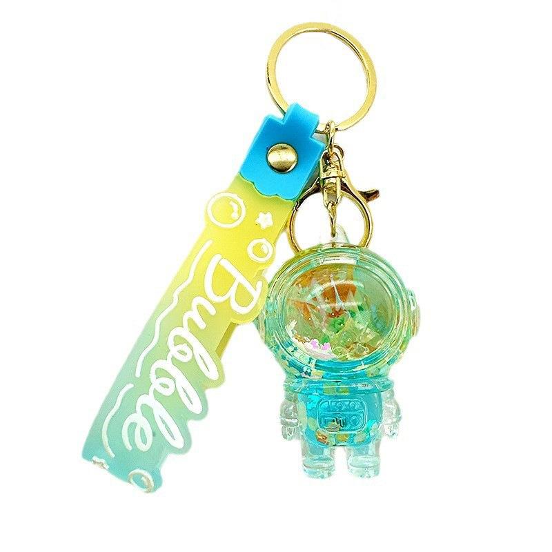Cartoon Colorful Quicksand Bottle Keychain Student Backpack Keychain Oil Liquid Acrylic Floating Doll Pendant