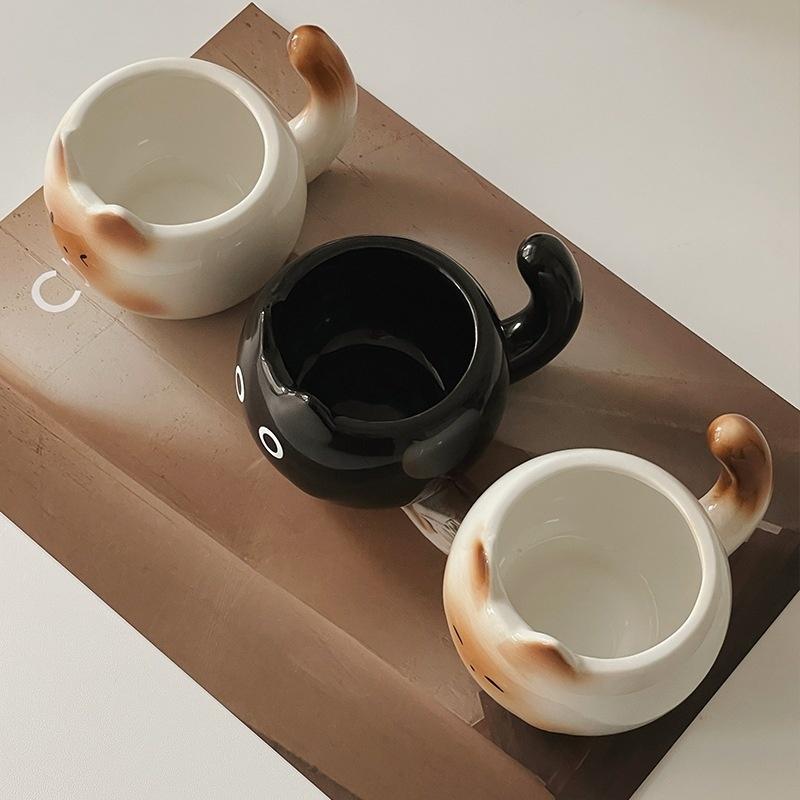 Cute Ceramic Cup Creative Siamese Cat Shaped Mug Coffee Cups Office Milk Cup Household Drinking Utensil Funny Birthday Gift