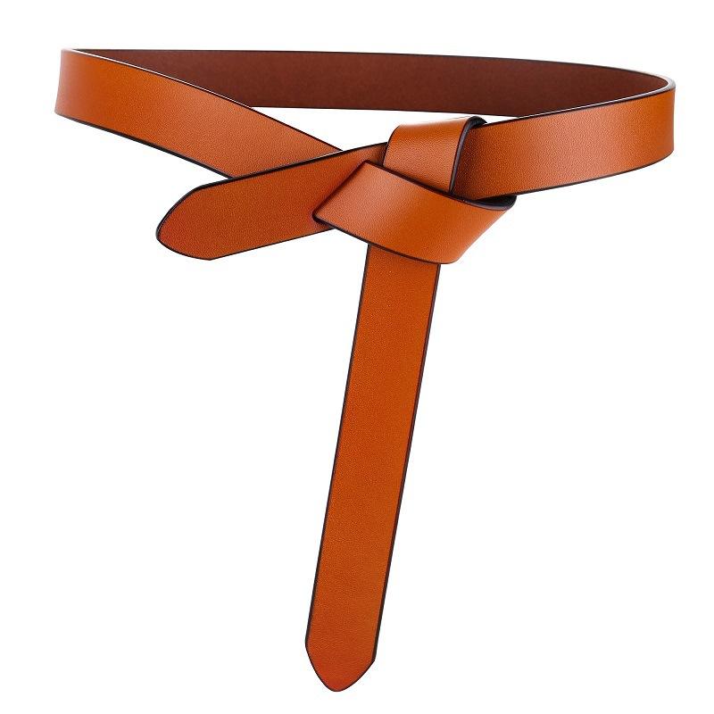 Koeienhuid Riem Dames Zacht Echt Leer Geknoopte Band Jurk Accessoires Gotisch Retro Luxe Designer Tailleband Korset voor Dames 120cm bruin