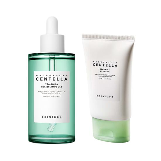 SKIN1004 Tea-Trica Relief Ampoule+Tea-Trica B5 Cream Set | Acne Care Routine Korean Skincare
