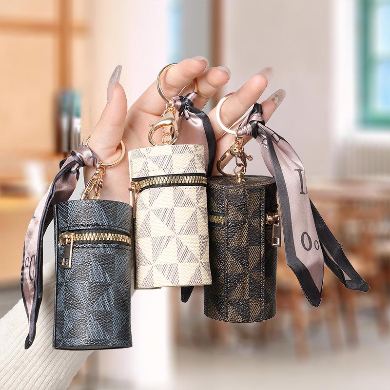 2024 Vintage Monogram Mini Münz- und Lippenstift-Schlüsselanhänger-Tasche
